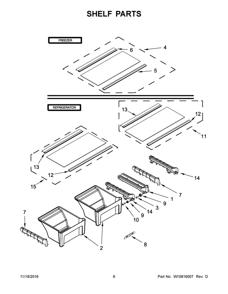 Shelf Parts Diagram and Parts List for ART318FFDW01  Amana Refrigerator