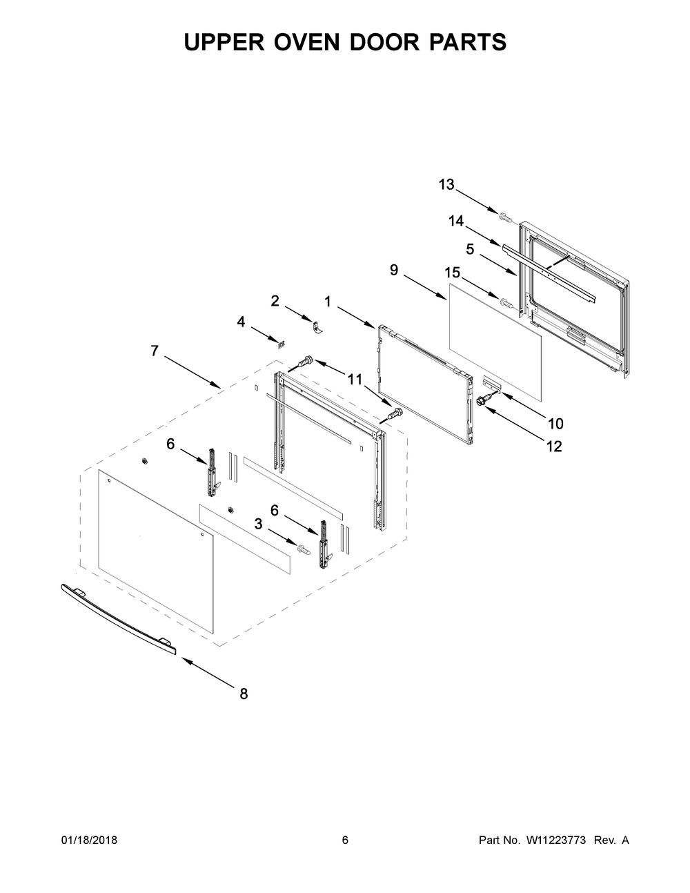 Upper Oven Door Parts Diagram and Parts List for JJW2830DB02  Maytag Wall Oven