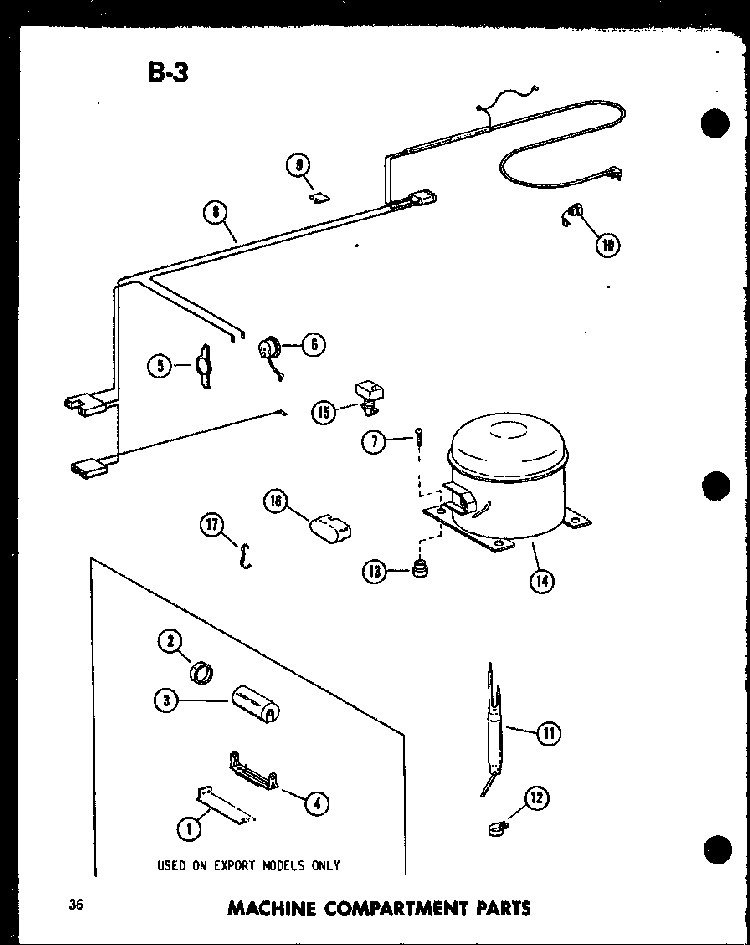 Machine Compartment Parts Diagram and Parts List for EC28F P60330-69W Amana Freezer