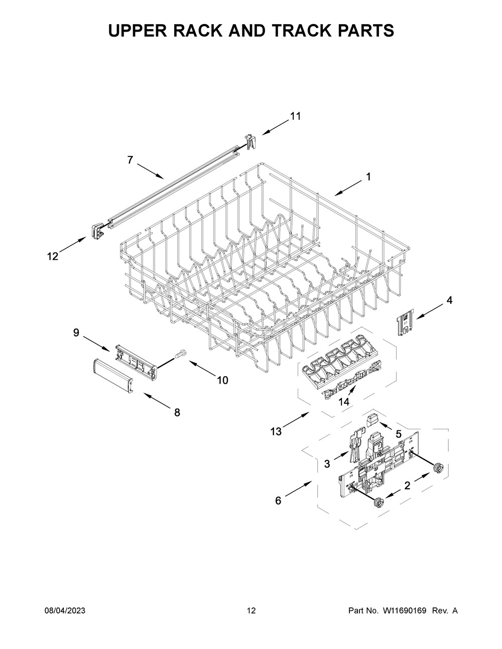 Upper Rack And Track Parts Diagram and Parts List for MDB7959SKZ2  Maytag Dishwasher