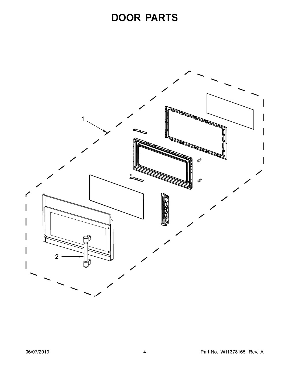 Door Parts Diagram and Parts List for MMV1174FK1  Maytag Microwave