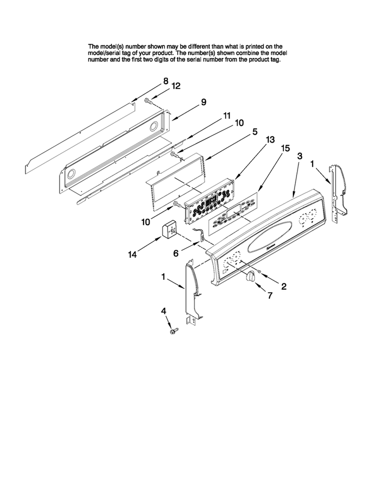 Control Panel Parts Diagram and Parts List for MER6755ABW25  Maytag Range