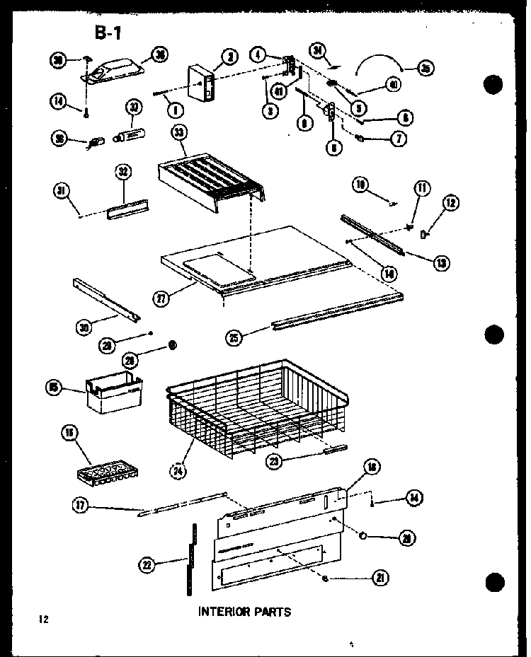 Interior Parts Diagram and Parts List for BKI-20E-L-P74702-7WL  Amana Refrigerator