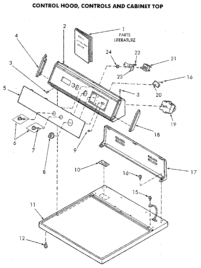 Control Panel And Top Diagram and Parts List for NE4813L43738  Speed Queen Dryer