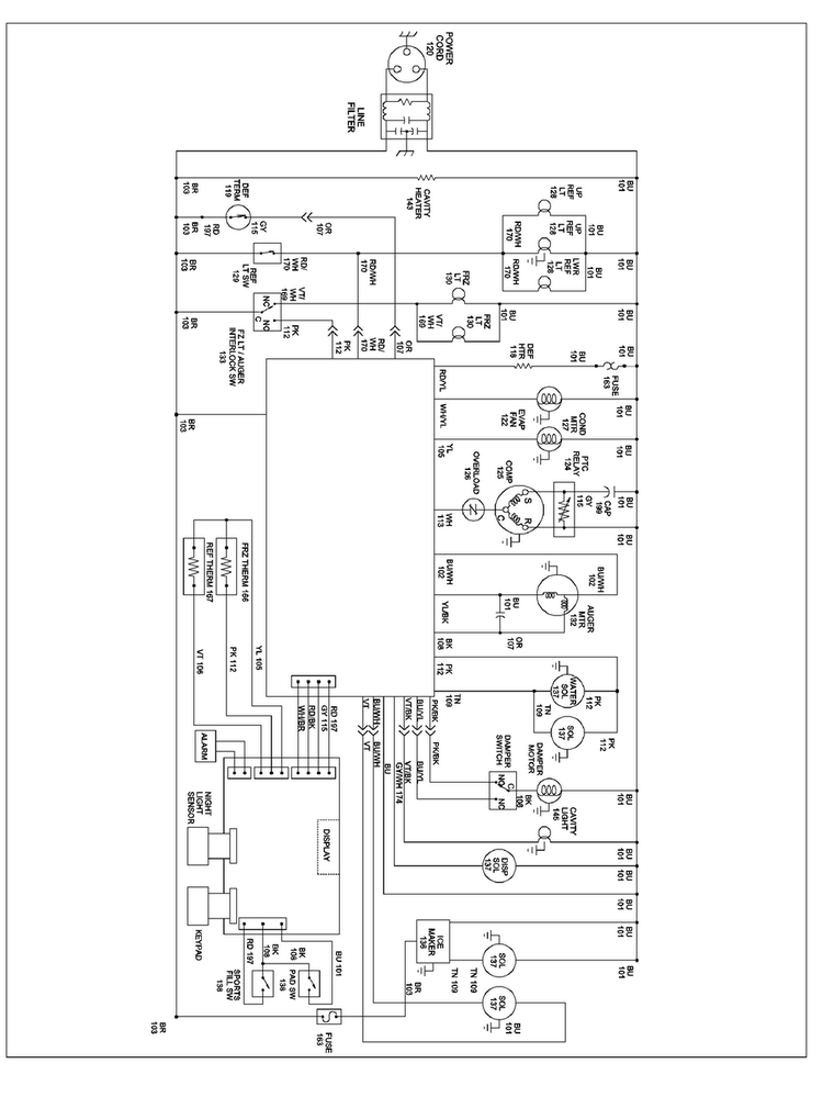 Wiring Information Diagram and Parts List for XRSS287BB0  Amana Refrigerator