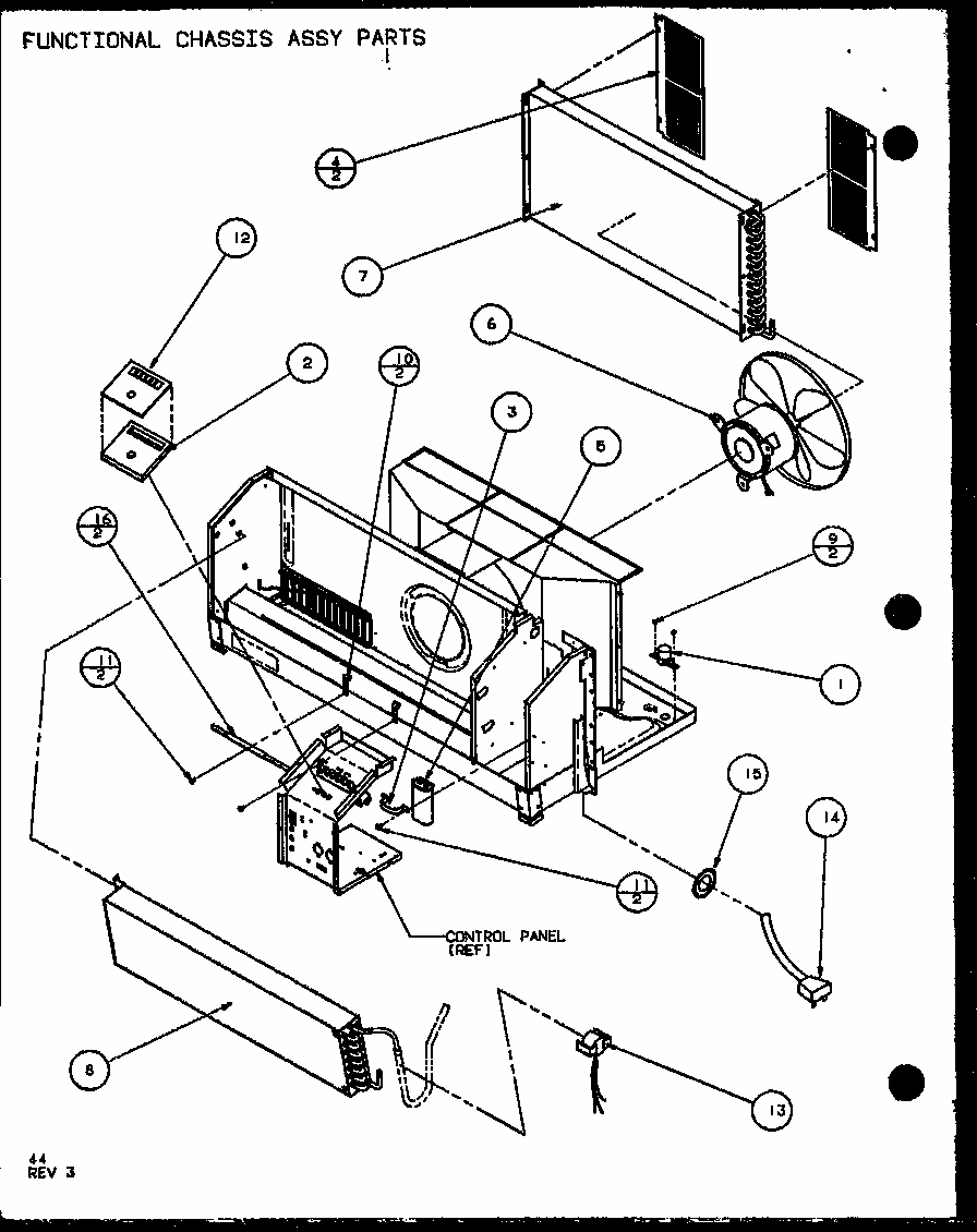 Functional Chassis Assy Parts (pth09300f/p1102601r) (pth09400f/p1102701r) (pth09300fc/p1103001r) (pth09400fc/p1103101r) Diagram and Parts List for PTH09400F P1102701R Amana Air Conditioner