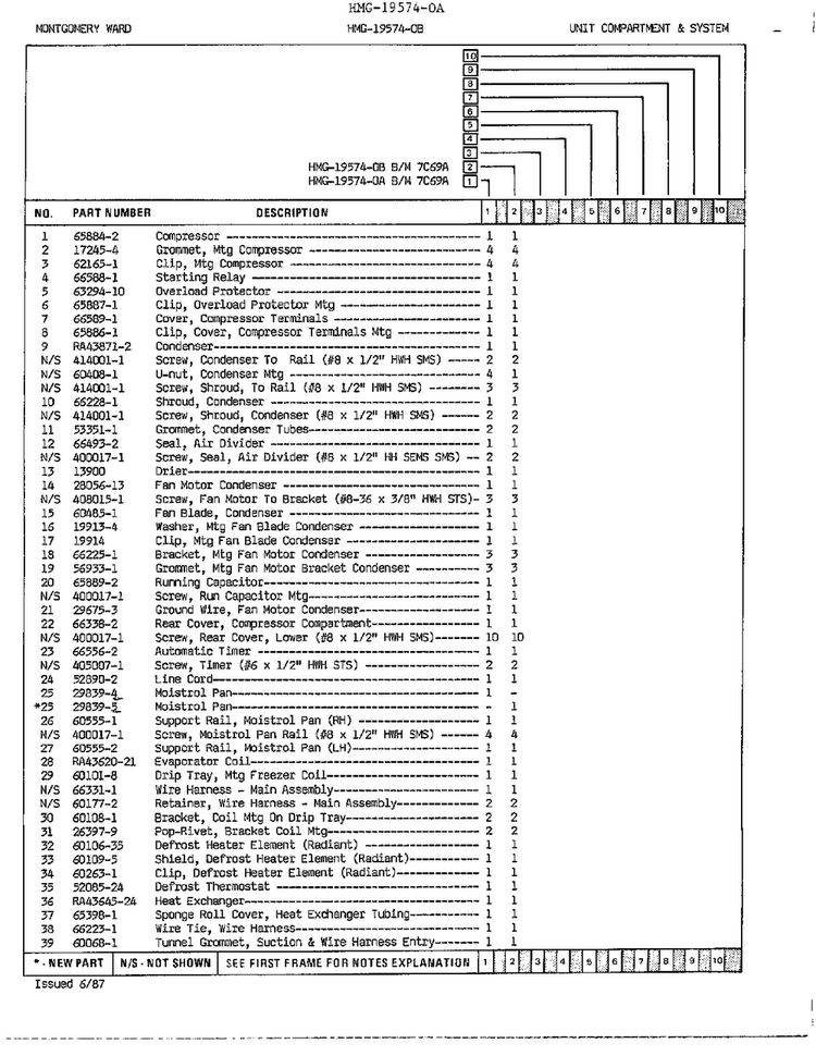 Unit Compartment And System Page 2 Diagram and Parts List for 19574B  Admiral Refrigerator
