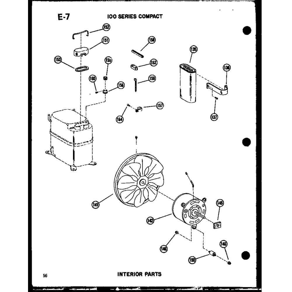 Interior Parts 1 Diagram and Parts List for 113-5N P54975-61R Amana Air Conditioner