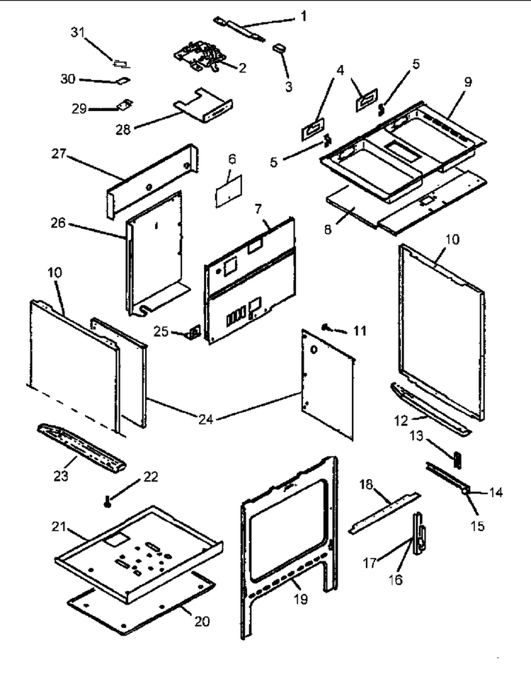 Oven Assembly Diagram and Parts List for CARDS801E-P1131925NE  Amana Range