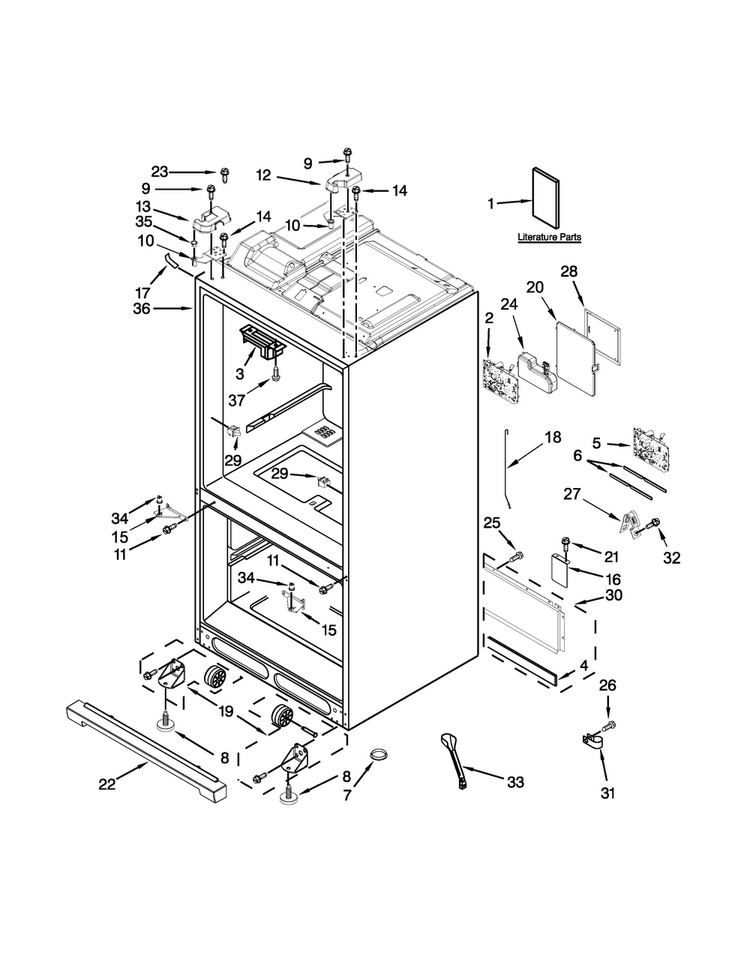 Cabinet Parts Diagram and Parts List for 7MF2976AEM03  Maytag Refrigerator