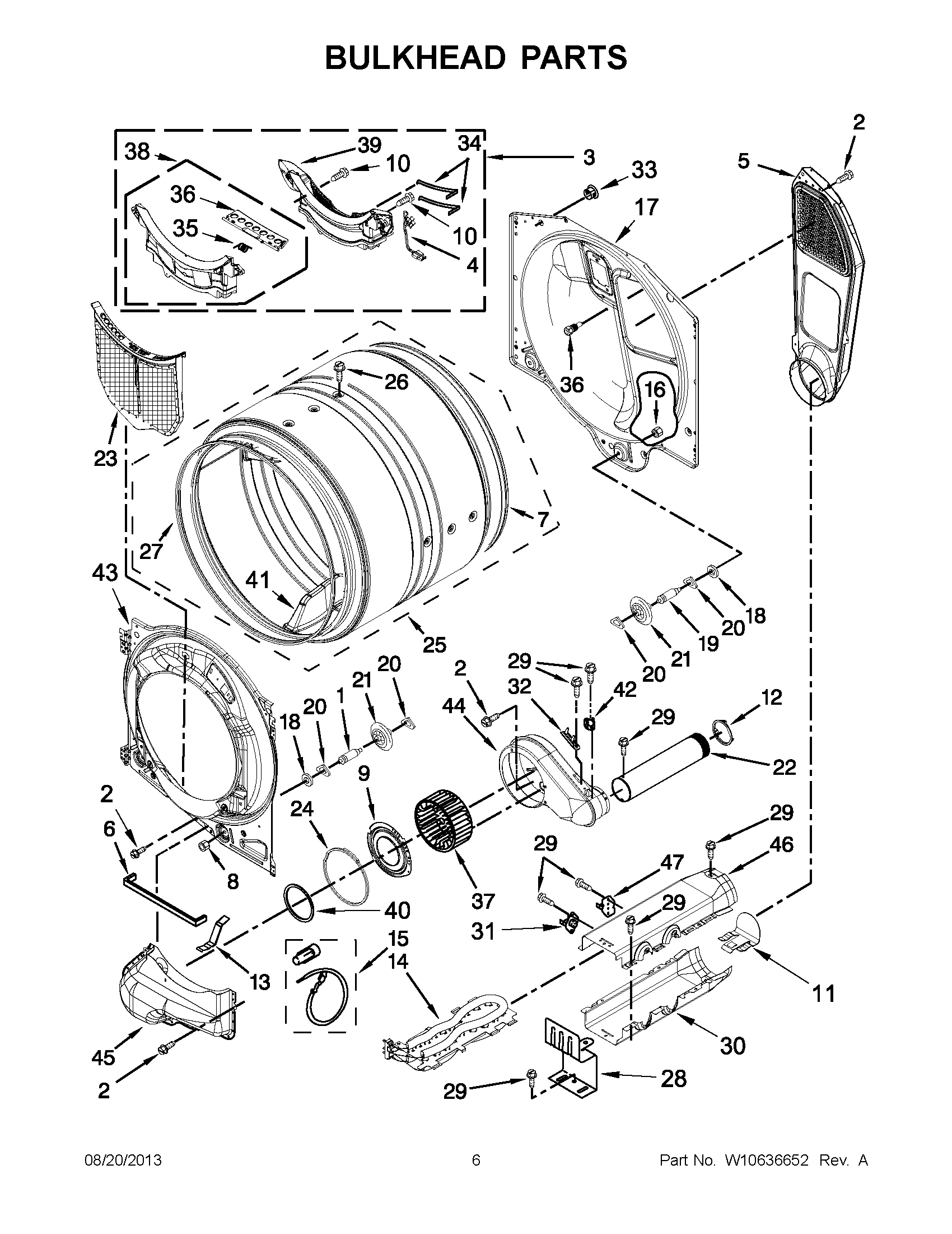04 - BULKHEAD PARTS Diagram and Parts List for YNED5700BW0  Maytag Dryer
