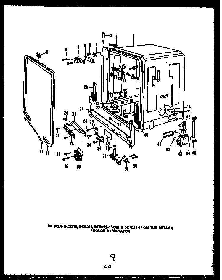 Section 18 Diagram and Parts List for DUR208-19-CL  Caloric Dishwasher