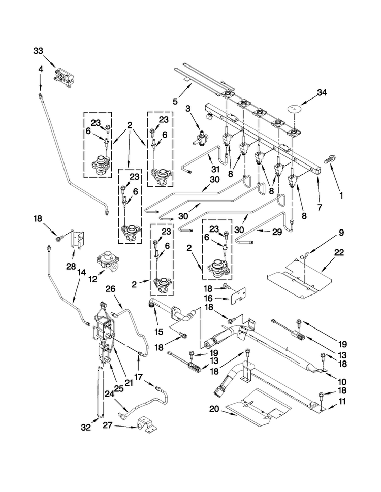 Manifold Parts Diagram and Parts List for MGR6875ADB26  Maytag Range