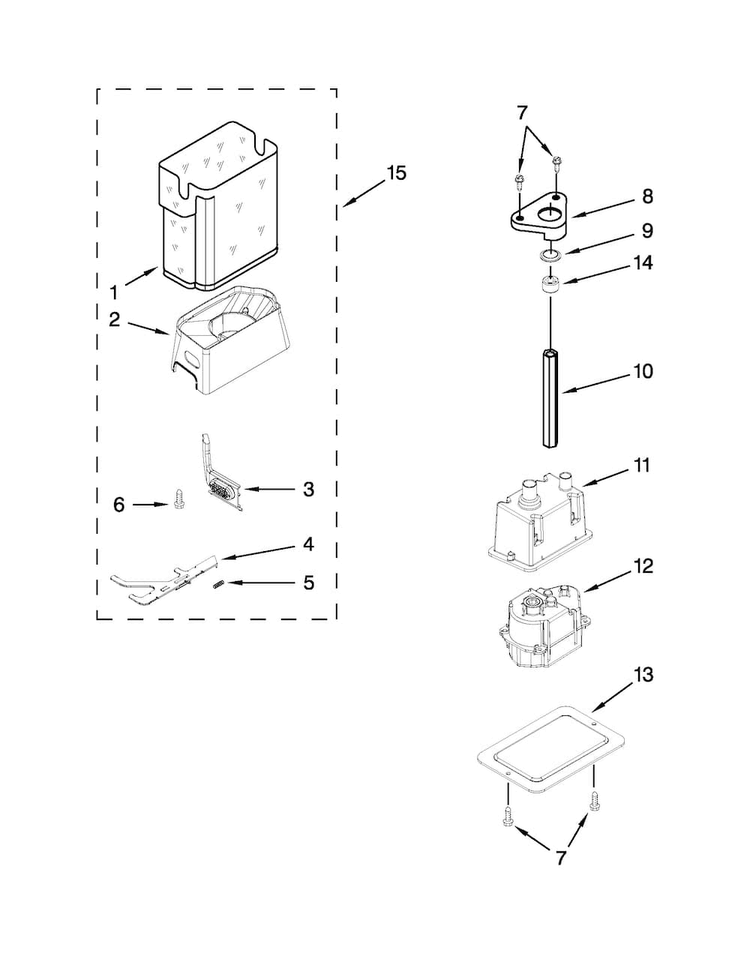 Motor And Ice Container Parts Diagram and Parts List for JS42PPDUDB16  Jenn-Air Refrigerator
