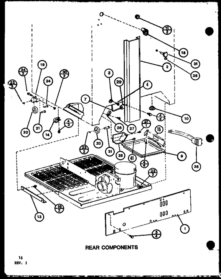Section 1 Diagram and Parts List for BX20K-P7812503W  Amana Refrigerator
