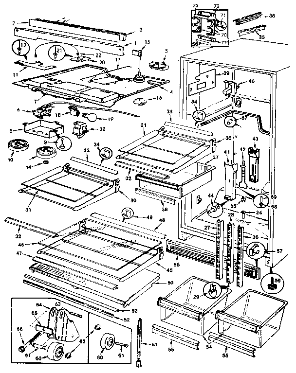 Fresh Food Compartment Diagram and Parts List for JRTD225LB M9C76A Jenn-Air Refrigerator