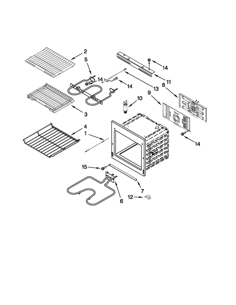Internal Oven Parts Diagram and Parts List for JJW2830WP00  Jenn-Air Wall Oven