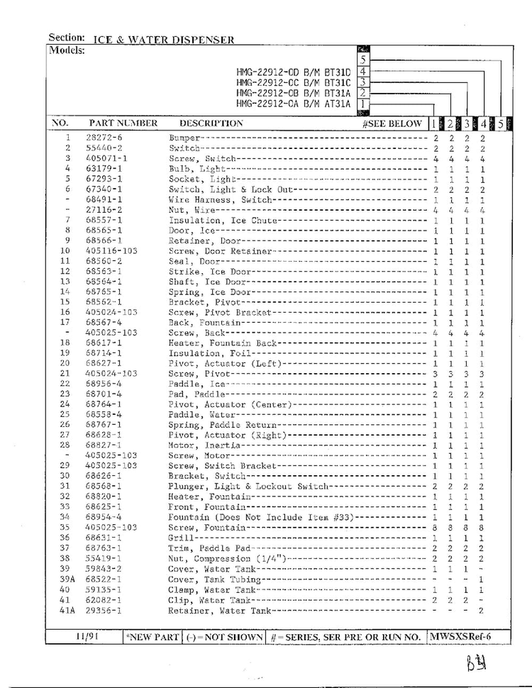 Ice And Water Dispenser Page 2 Diagram and Parts List for HMG-22912-0C  Admiral Refrigerator