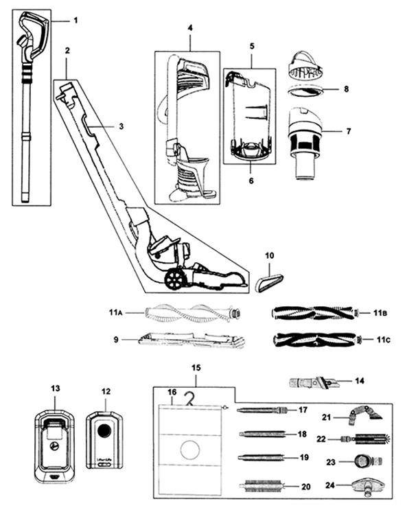 Diagram Diagram and Parts List for BH51120  Hoover Upright Vacuum
