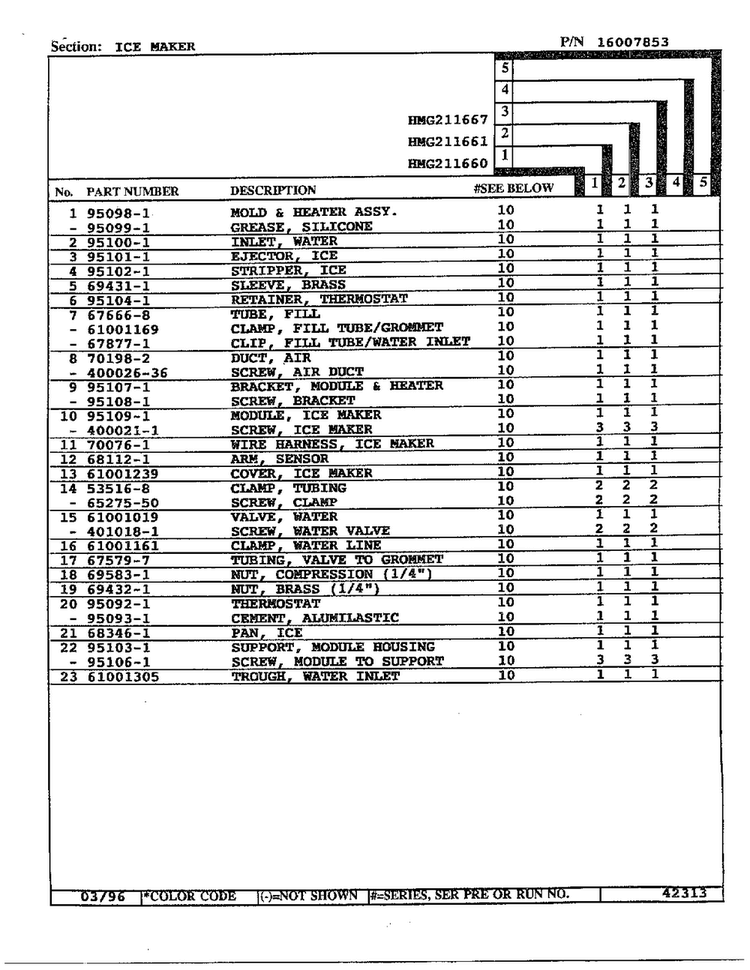 Ice Maker Page 2 Diagram and Parts List for HMG211660  Admiral Refrigerator