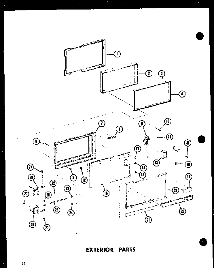 Exterior Parts Diagram and Parts List for RC-7PB P71300-1M Amana Microwave