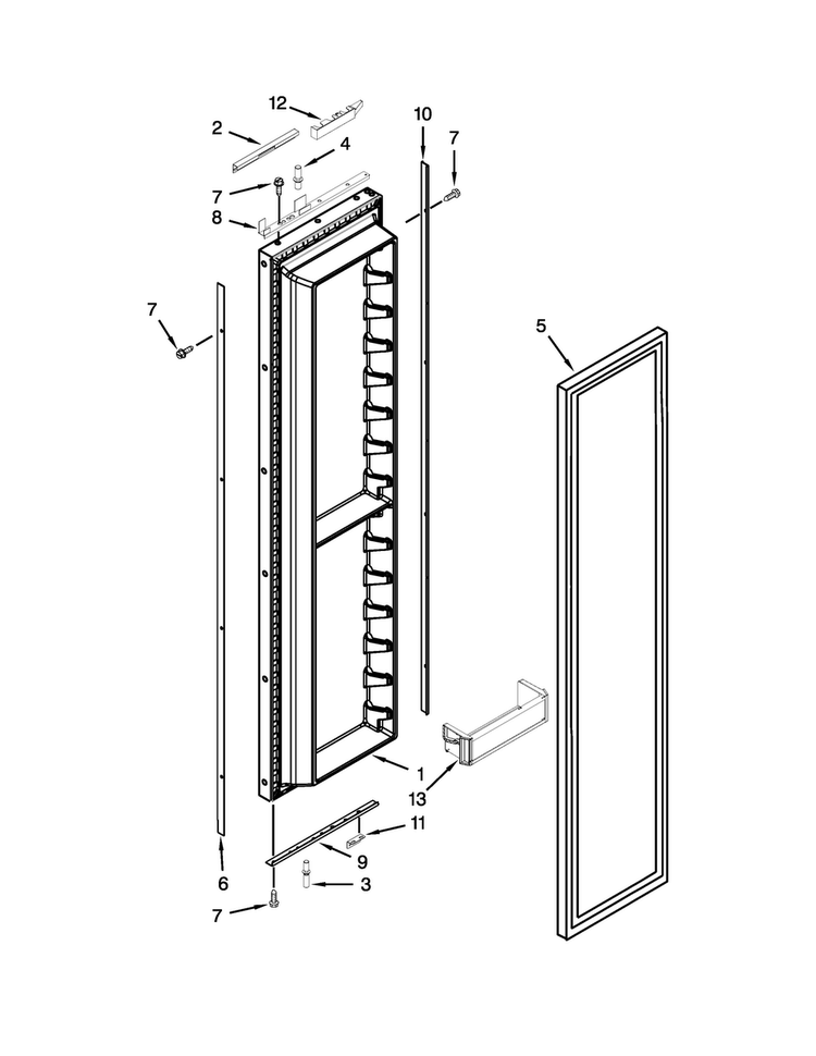 Freezer Door Parts Diagram and Parts List for JS48NXFXDE00  Jenn-Air Refrigerator