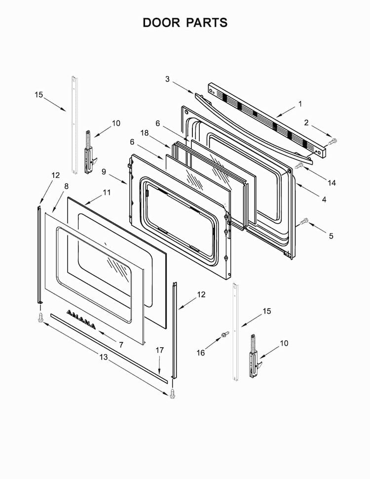 Door Parts Diagram and Parts List for AGR6603SFW0  Amana Range
