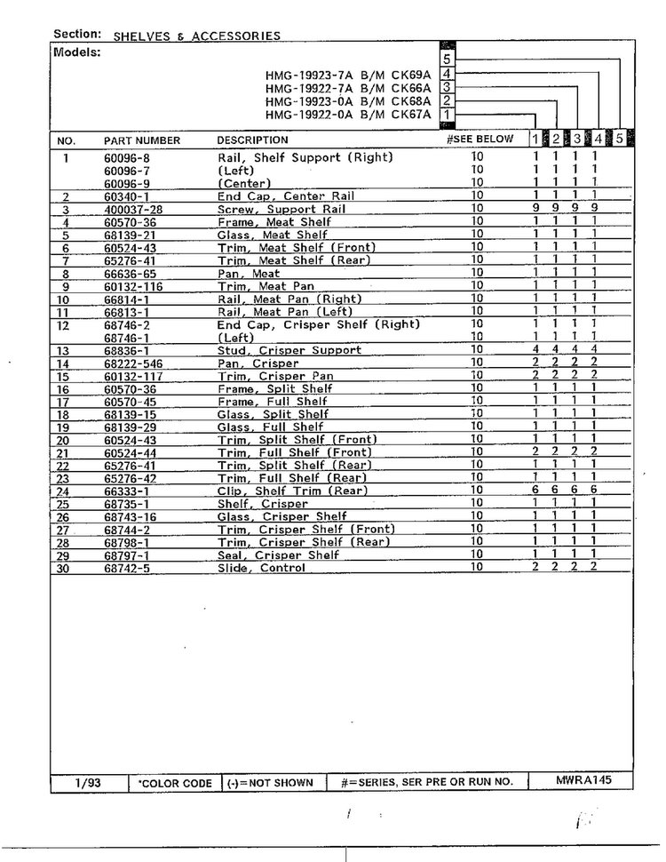 Shelves & Accessories Page 2 Diagram and Parts List for 19922-7A  Admiral Refrigerator