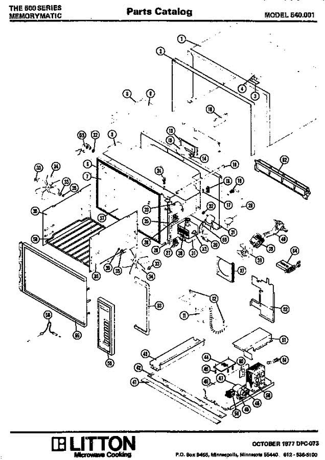 01 - Page 1 Diagram and Parts List for 540001  Litton Microwave