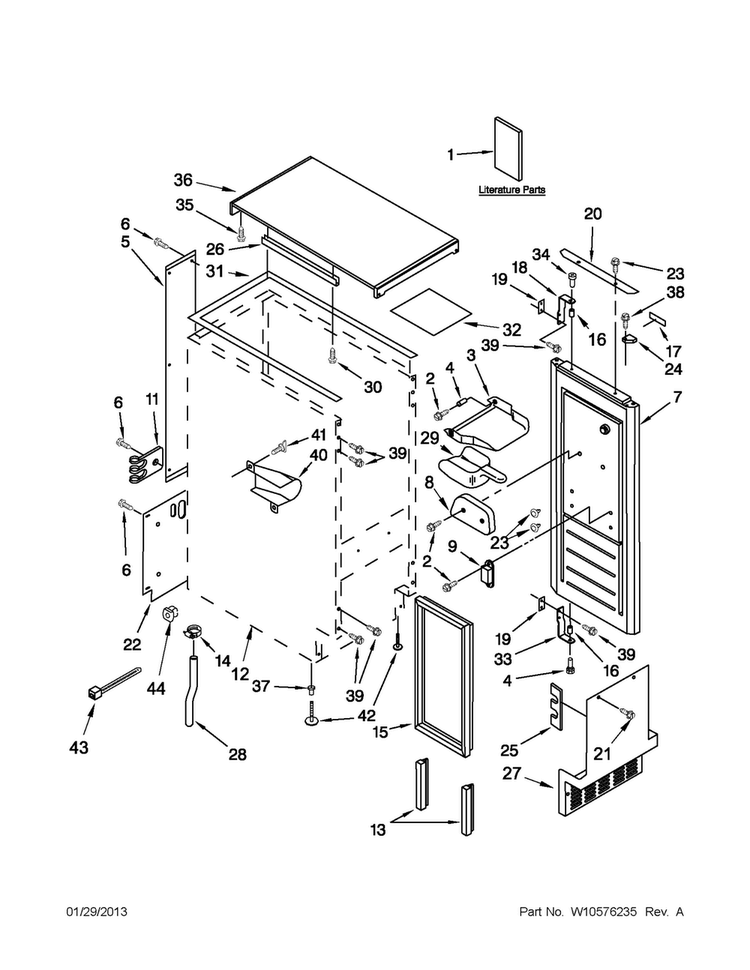 Cabinet Liner And Door Parts Diagram and Parts List for MIM1554XRS2  Maytag Ice Maker