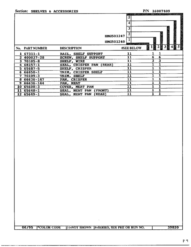 Shelves And Accessories Page 2 Diagram and Parts List for 501247  Admiral Refrigerator