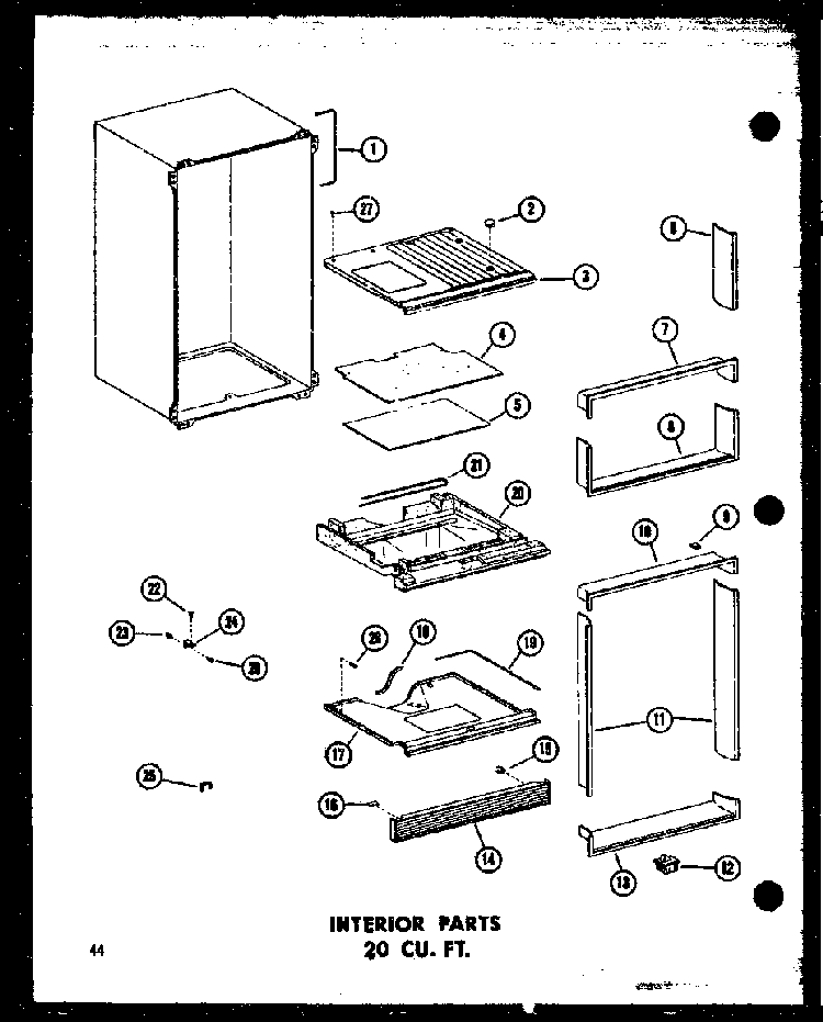 Interior Parts 20 Cu. Ft. Diagram and Parts List for TC18B-P73500-7W  Amana Refrigerator