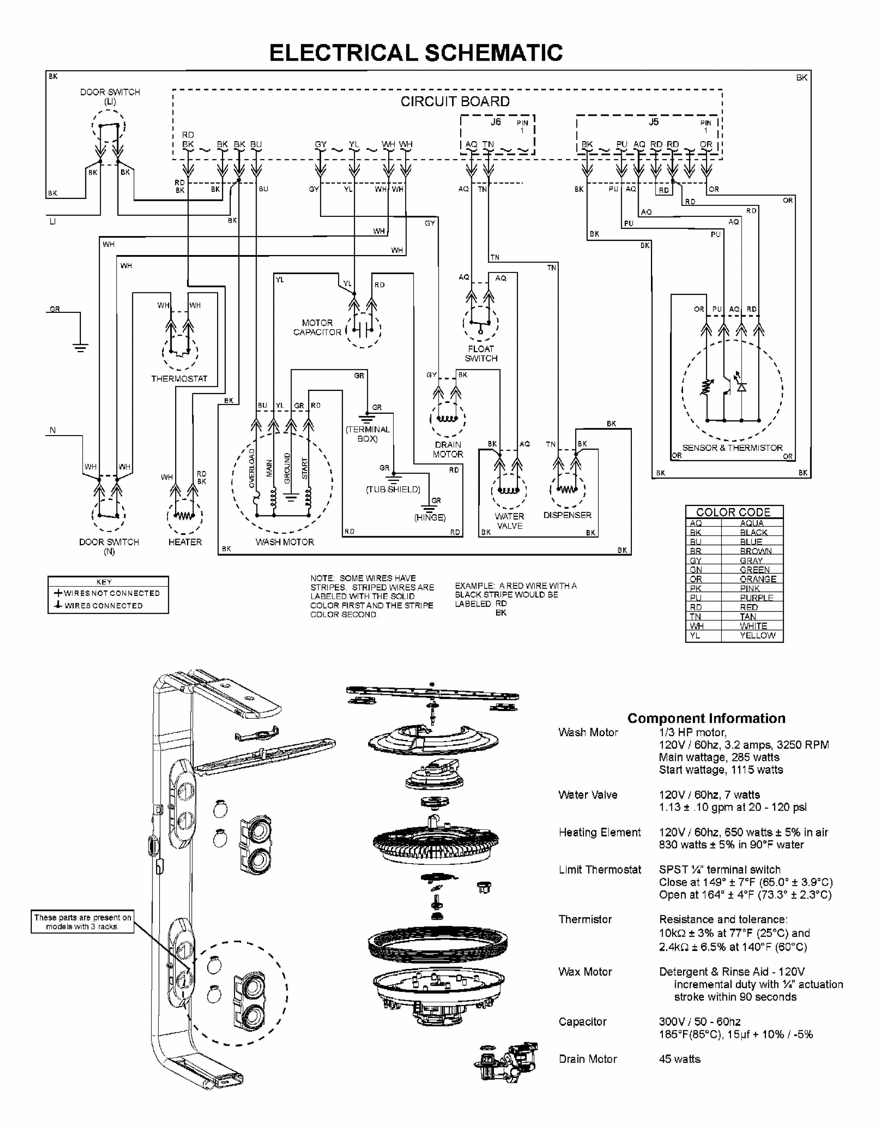Wiring Information Diagram and Parts List for MDB8951AWS10  Maytag Dishwasher