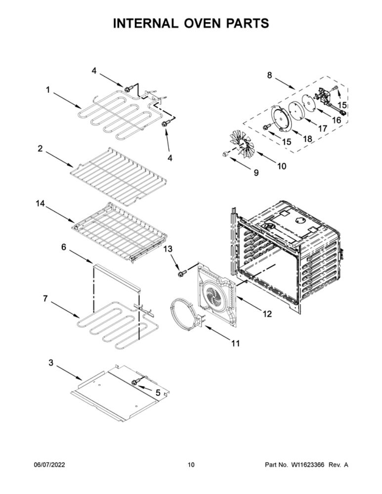 Internal Oven Parts Diagram and Parts List for MEW9630FZ20  Maytag Wall Oven