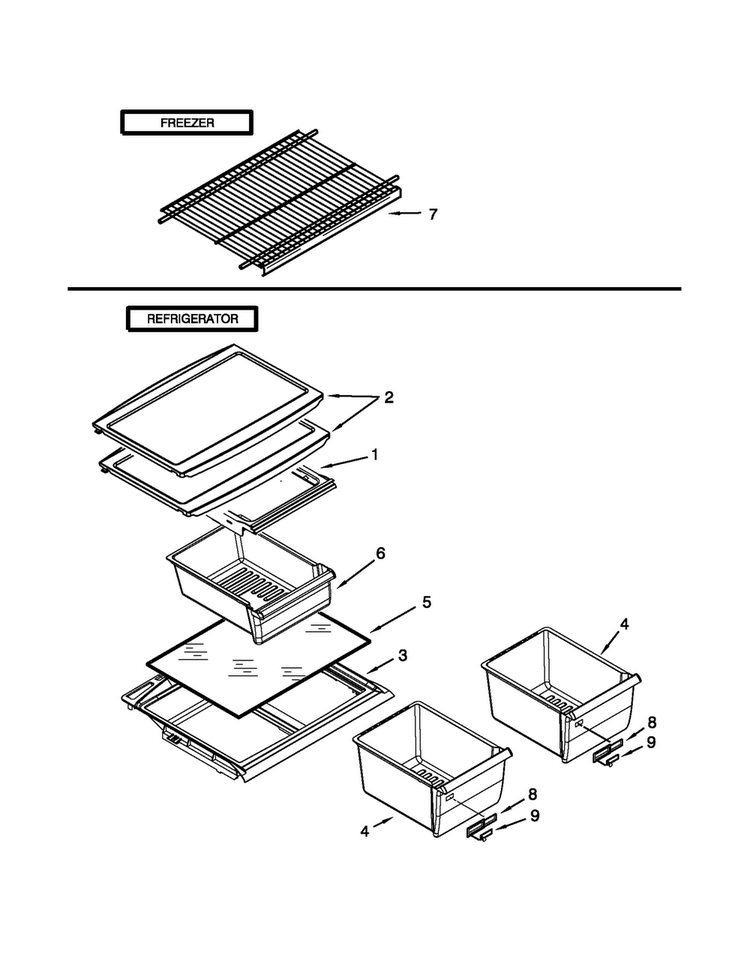 Shelf Parts Diagram and Parts List for A8TXNGFBW00  Amana Refrigerator