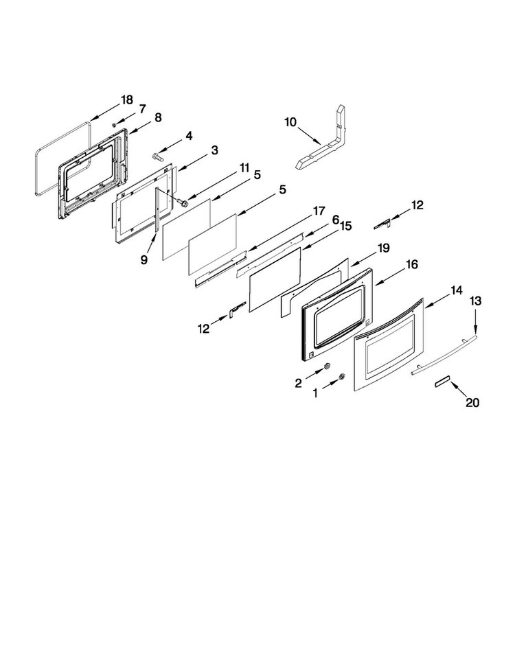 Door Parts Diagram and Parts List for JES9900CCS01  Jenn-Air Range