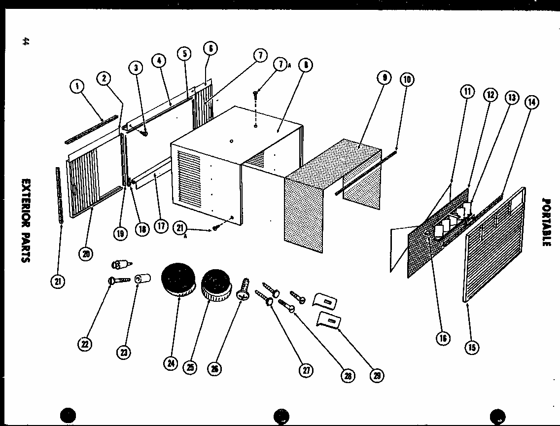 Exterior Parts Diagram and Parts List for 11-2JM P54336-36R Amana Air Conditioner
