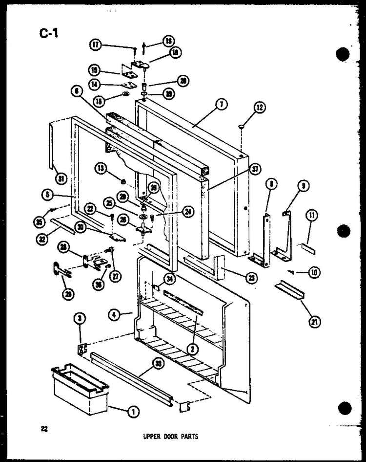 Upper Door Parts Diagram and Parts List for TC18D-L-P74660-5WL  Amana Refrigerator