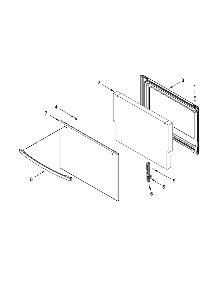 Door Parts Diagram and Parts List for AGR3130BAW0  Amana Range