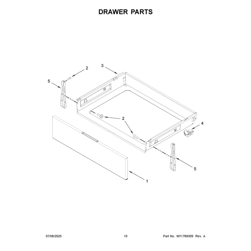 Drawer Parts Diagram and Parts List for MSES7030SZ0  Maytag Range
