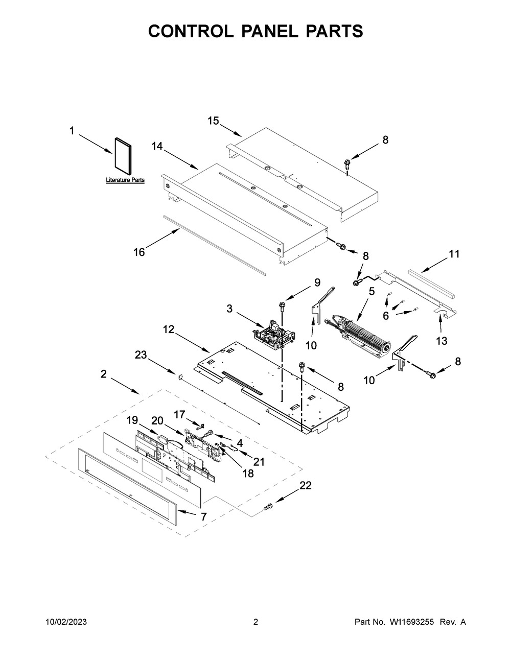 Control Panel Parts Diagram and Parts List for JJW3830LL01  Jenn-Air Wall Oven