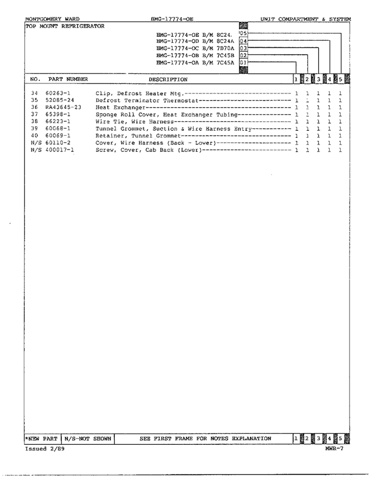 Unit Compartment And System Page 3 Diagram and Parts List for 17774-OA  Admiral Refrigerator