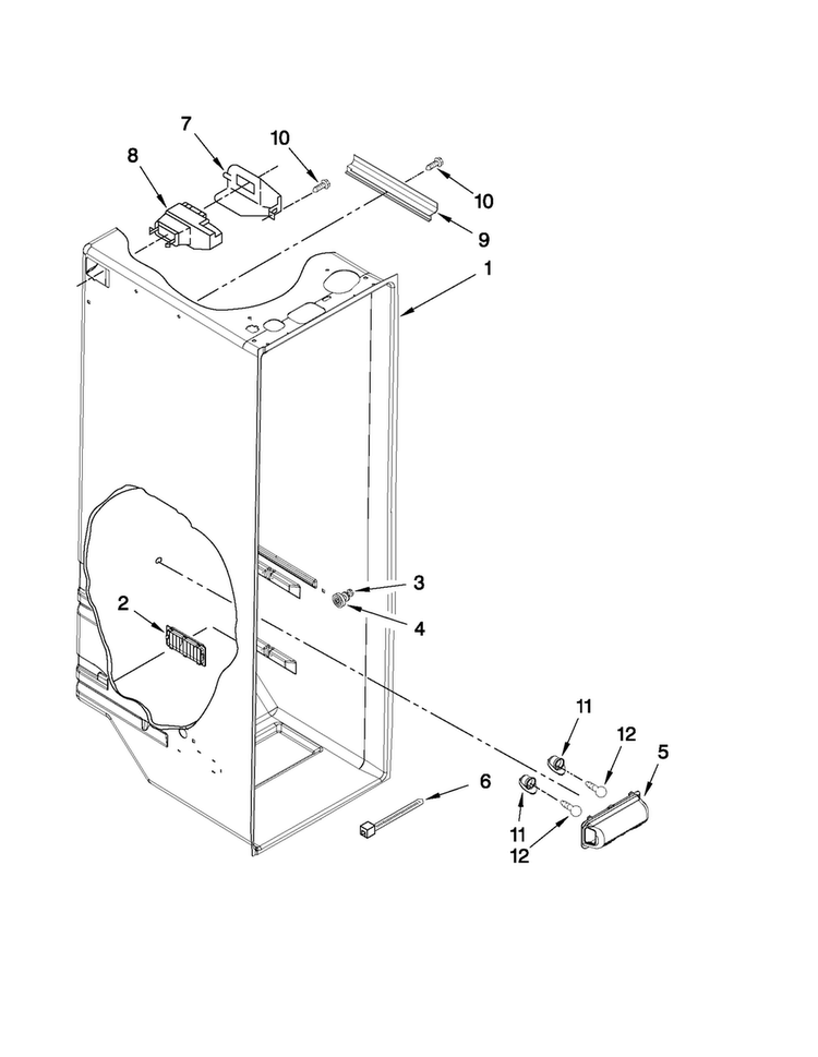 Refrigerator Liner Parts Diagram and Parts List for ASD2522WRS07  Amana Refrigerator