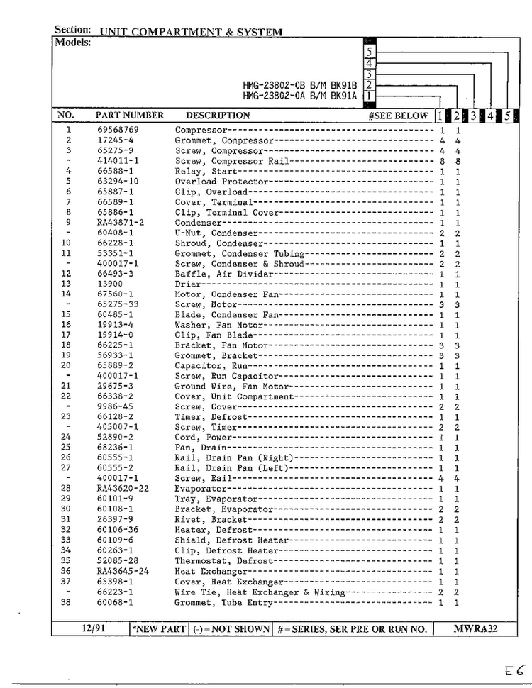 Unit Compartment And System Page 2 Diagram and Parts List for 23802-0B  Admiral Refrigerator
