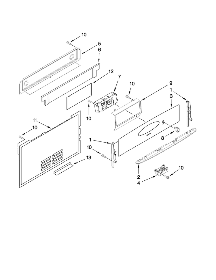Control Panel Parts Diagram and Parts List for MGR5765QDB2  Maytag Range