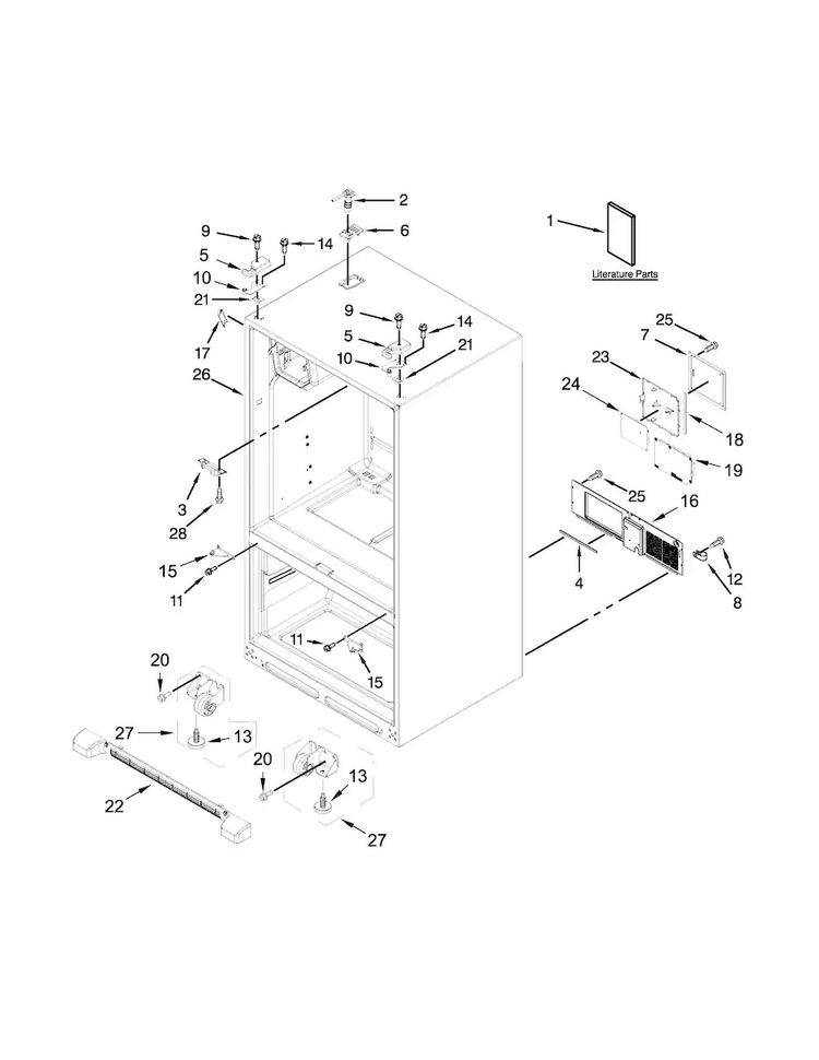 Cabinet Parts Diagram and Parts List for AFI2539ERM01  Amana Refrigerator