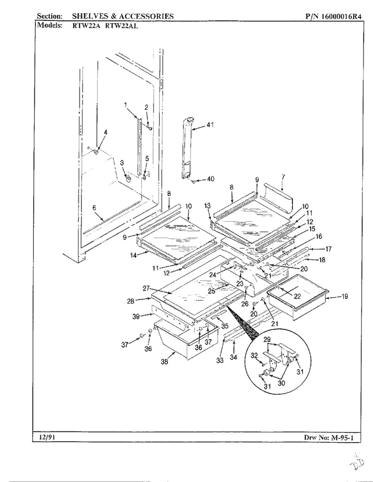 Shelves And Accessories Diagram and Parts List for 22752  Maytag Refrigerator