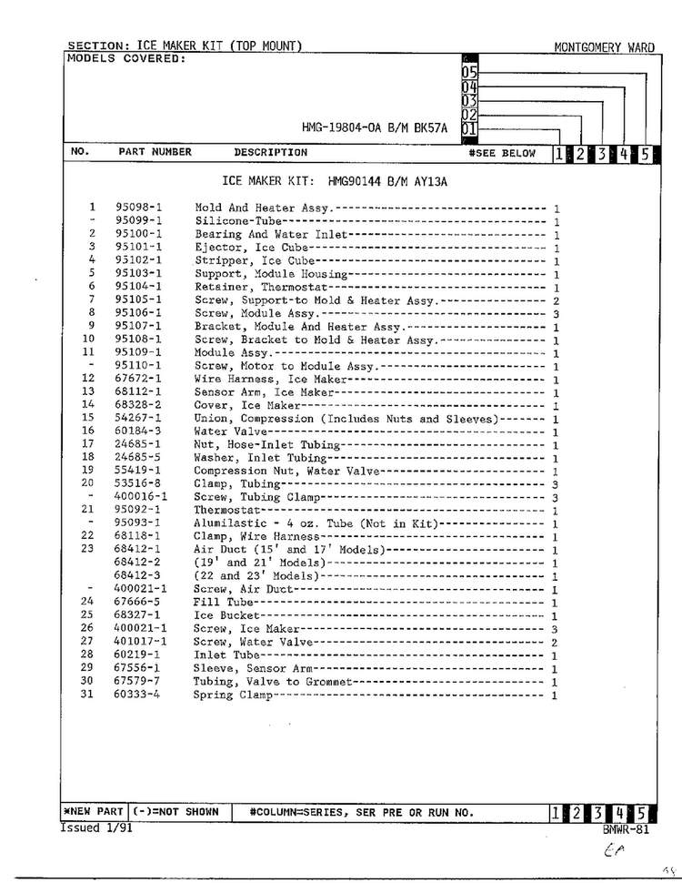 Ice Maker Page 2 Diagram and Parts List for 19804-0A  Admiral Refrigerator