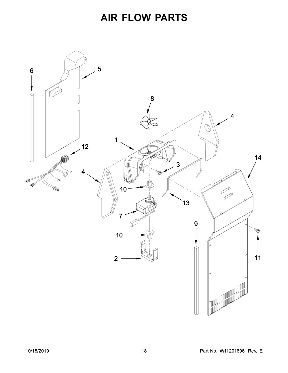 Air Flow Parts Diagram and Parts List for ASI2575GRS00  Maytag Refrigerator