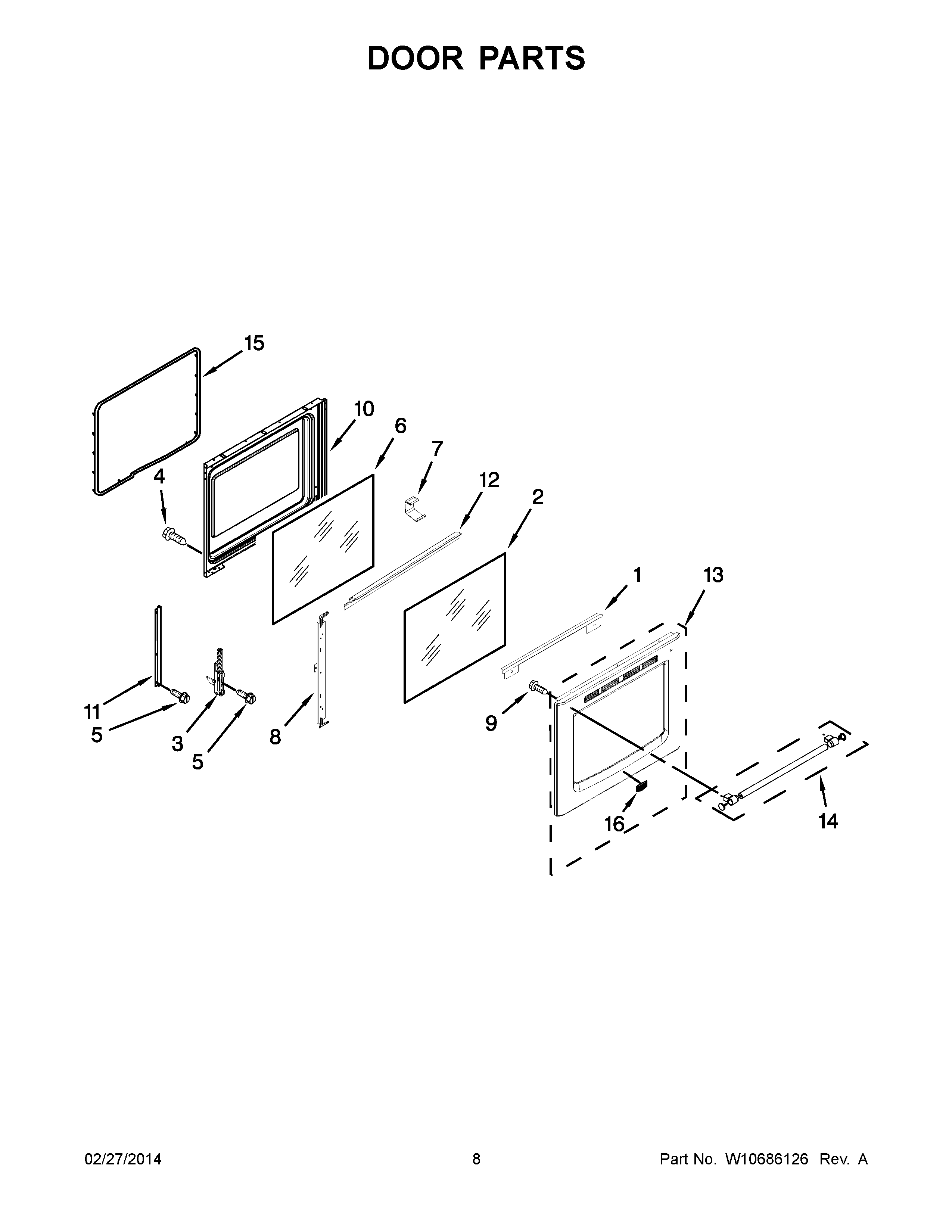 05 - DOOR PARTS Diagram and Parts List for YMER8800DH0  Maytag Range